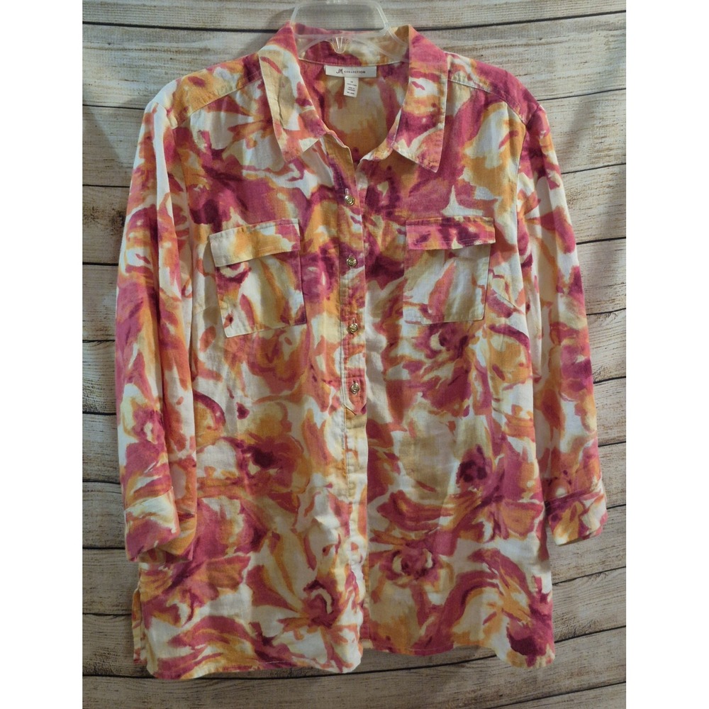 JM Collection Linen Shirt Women's 14 (1515)